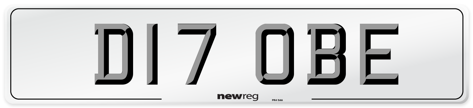D17 OBE Number Plate from New Reg